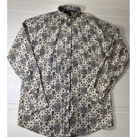 ABOY Men’s XXL Button Down Long Sleeve Shirt Geometric Paisley Rare - Picture 6 of 16